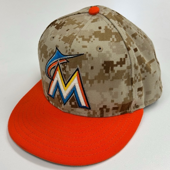 New Era Other - New Era Miami Marlins MLB Fitted Hat 7 3/8 Digital Camo Florida Military